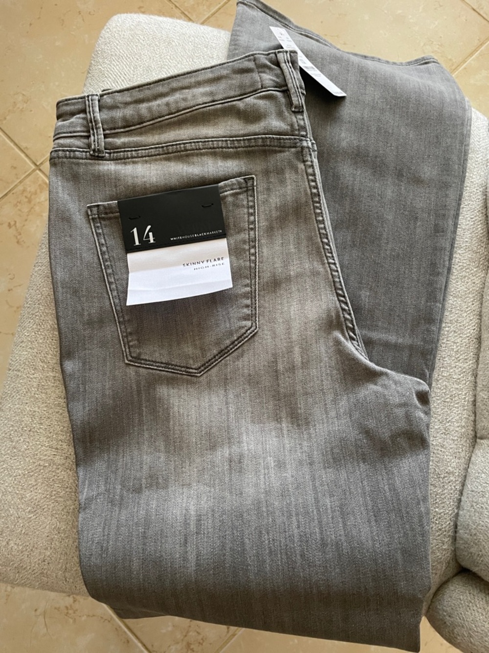 White House Black Market Grey Skinny Flare Jeans